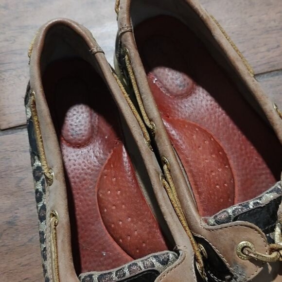 Sperry 8.5 sparkle cheetah loafer slip on boat shoes brown tan - Picture 4 of 5